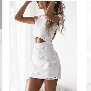 Elegant White Lace Two Piece Dress